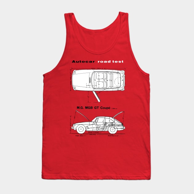 MG MGB GT - road test data blueprint cutaway Tank Top by Throwback Motors